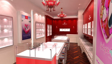 중국 보석상 실내 디자인을 위한 분홍색/빨간 잠그는 보석 진열장 협력 업체