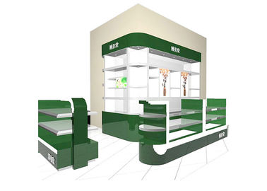 중국 상표 화장용 상점을 위한 호화스러운 녹색 화장용 전시 진열장/메이크업 간이 건축물 협력 업체